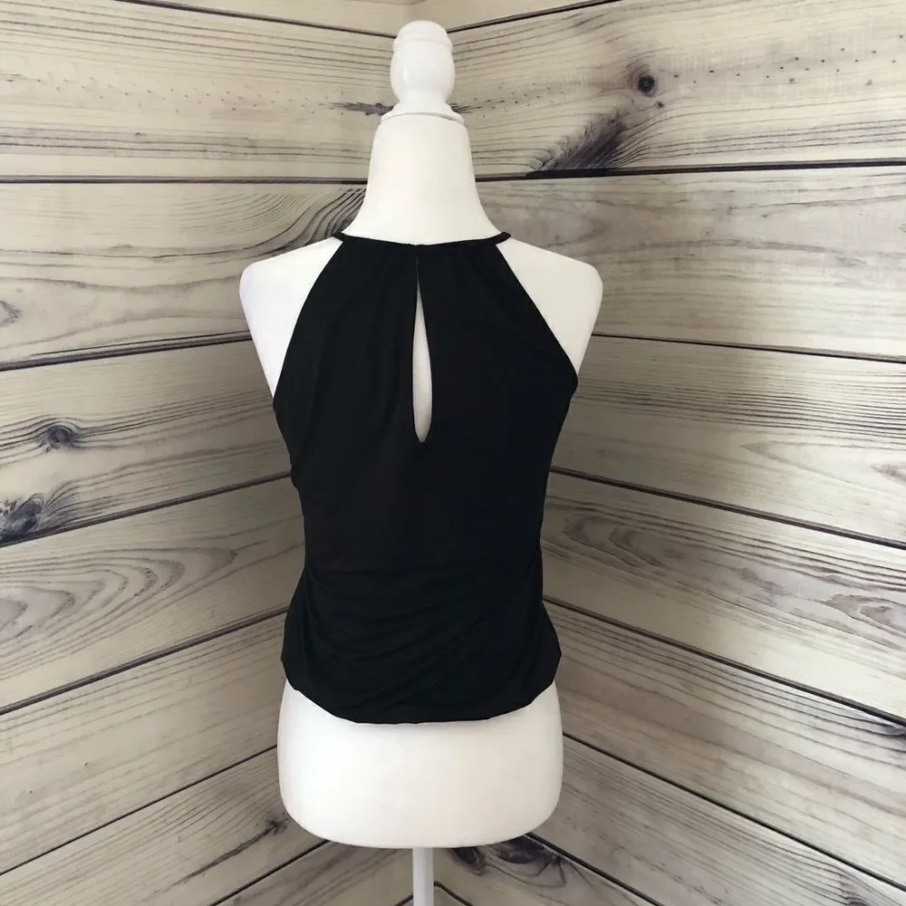 Express Black Rhinestone Sheer Panel Tank - Picture 3 of 5